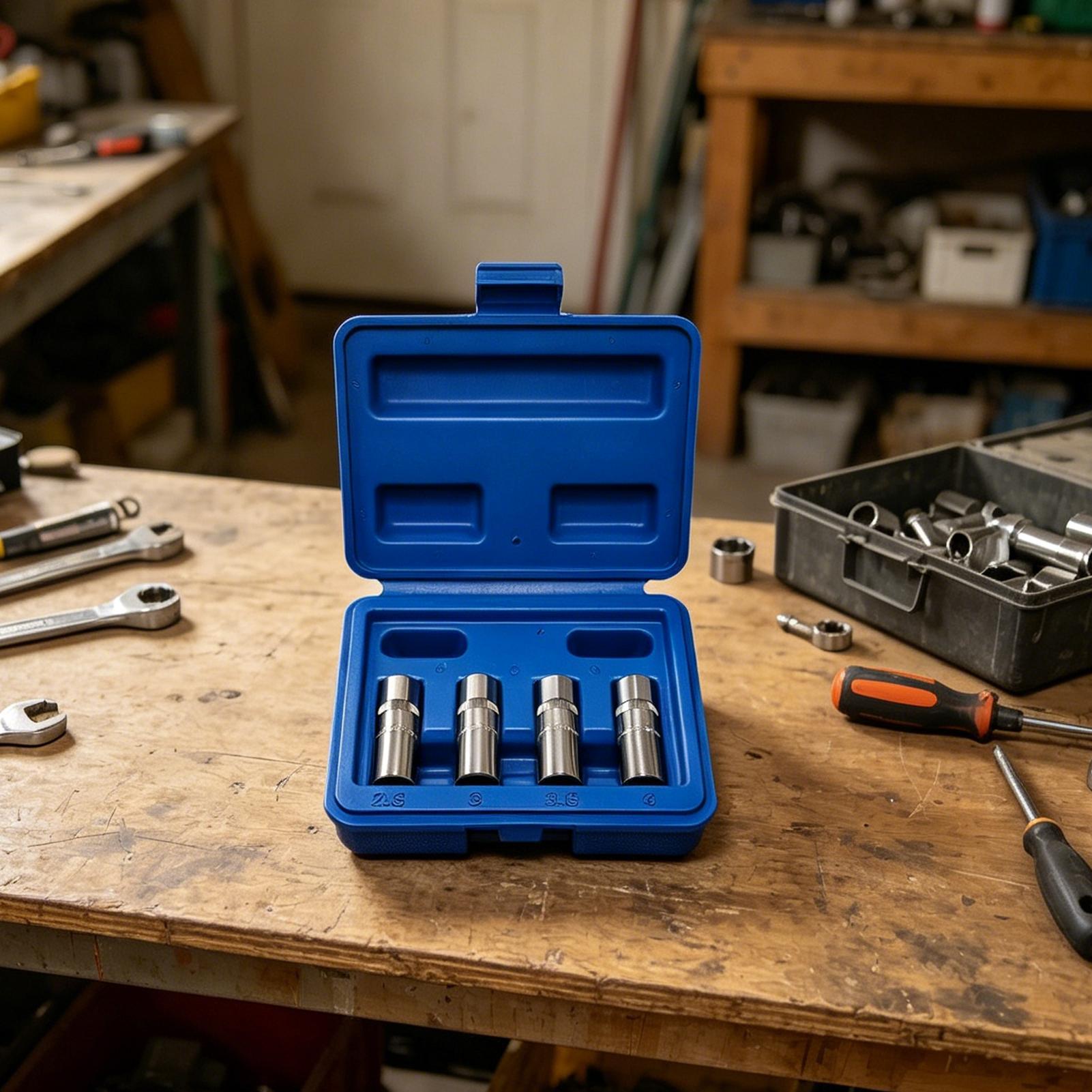 Socket Set - Kit d'extracteurs de boulons, 4 pièces,